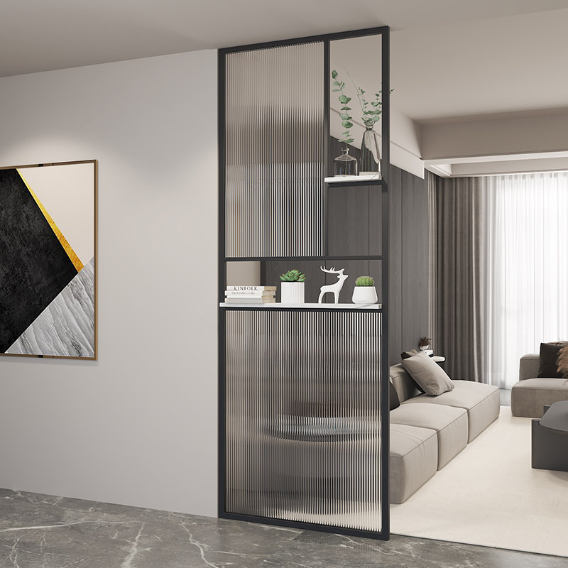 Entry screen partition modern wrought iron stainless steel Changhong tempered glass living room simple light luxury porch customization