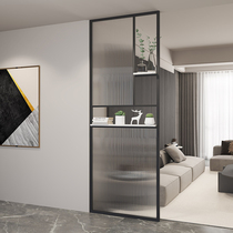 Entry screen partition modern wrought iron stainless steel Changhong tempered glass living room simple light luxury porch customization