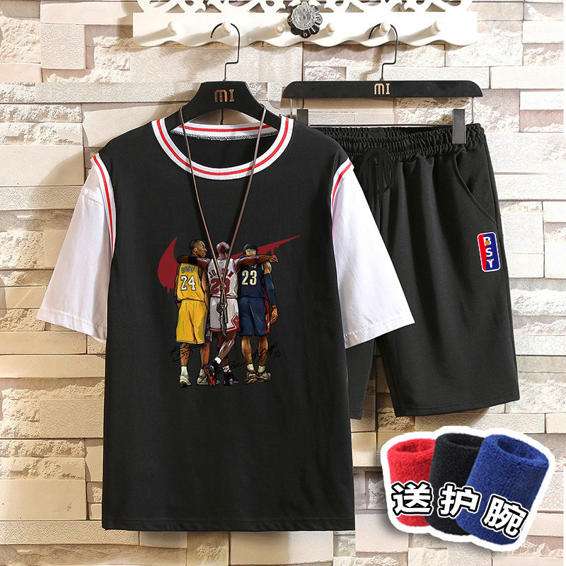 Kobe Jordan James jersey basketball men's loose indoor leisure sports summer short sleeve T-shirt brother suit