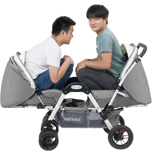 Детская коляска для близнецов для двоих с сидением