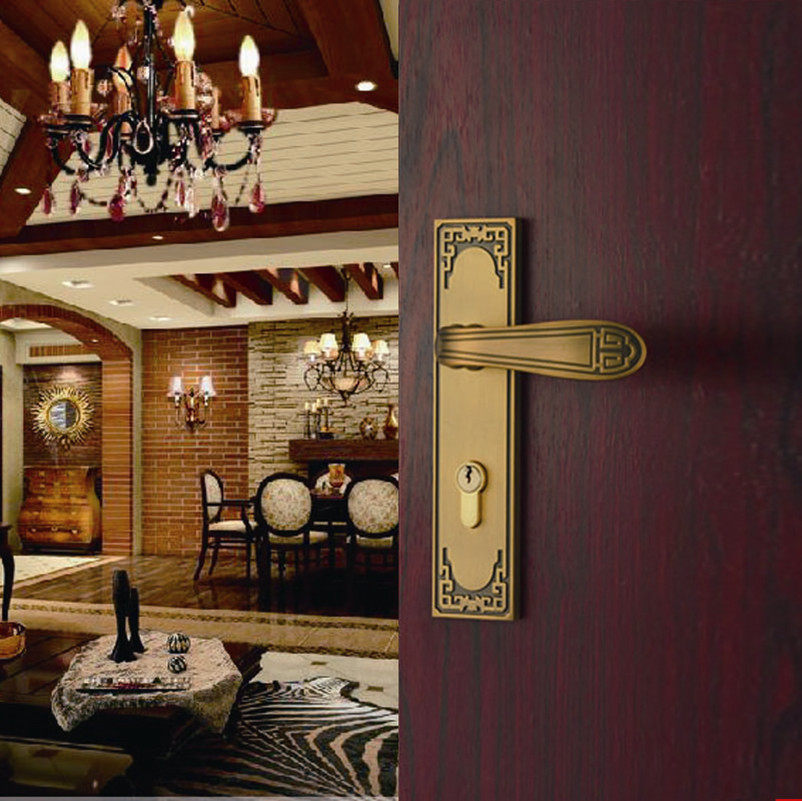 Sakura lock industry European-style pure copper lock core board hand lock indoor door lock lift lock door F-9305