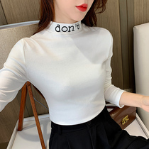  Semi-high-neck bottoming shirt womens autumn and winter 2020 new spring and autumn all-match long-sleeved t-shirt with black western-style top inside
