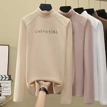  German velvet semi-turtleneck bottoming shirt womens autumn and winter black inner long-sleeved t-shirt 2020 new spring and autumn all-match top