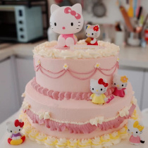 KT cat cake decoration Hello Kitty birthday ornaments cartoon cat toy doll goddess plug-in dessert table layout