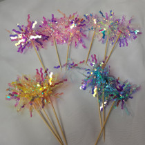 ins wind net red bright sheet streaming sucakes decoration dazzling rain silk gift bamboo sign plug-in snowflake birthday accessories