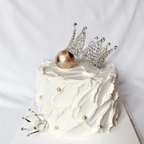 7 petal pearl crown cake with net red crystal diamond crown birthday decoration dessert table decoration