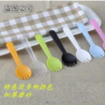 Disposable plastic ice cream spoon thickened potted shovel Dessert mousse fruit fork Birthday cake pudding fork spoon