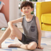 chàng trai Big pajamasummer vest bông tay mỏng mô hình vừa cậu bé lớn 12-15 tuổi set mùa hè childrens quần áo về nhà. 