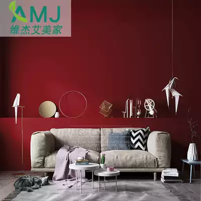 Norse crimson wallpaper simple modern bedside background big red TV film and television Wall solid color living room wallpaper