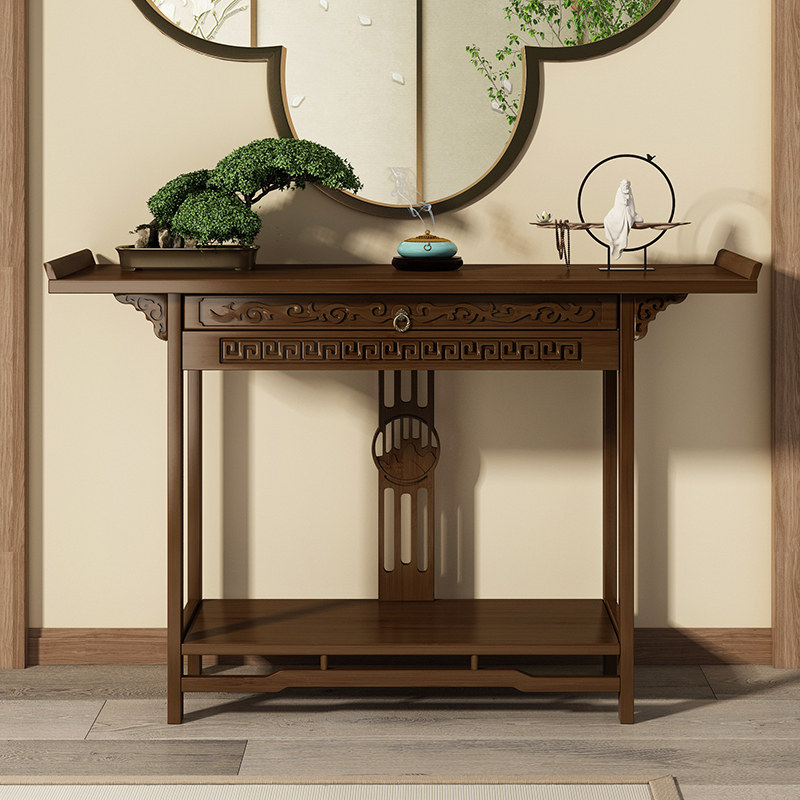Xuan Kansai New Chinese Table Solid Wood Shutdown Cabinet narrow long strip for tables for the Buddha