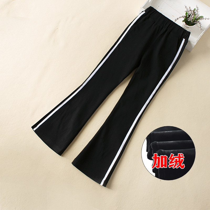 Girls' fleece pants autumn and winter 2022 spring and autumn wear new medium and large children's wear thickening sports micro-flare pants trousers