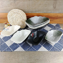 Profiled Cutlery Ceramic Hand-painted Cherry Blossom Wrong Corner Deep Bowl Fruit Saladish Small Portions Sashimi Fish Raw Bowl Snowflake Glazed Tray