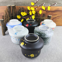 Japanese hand-painted tableware ceramic water stew Cup with lid tea cup baby Steamed Egg Bowl dessert children egg soup with spoon