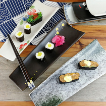 Day Material Restaurant Cutlery Boat Shape Chishaped Ceramic Plate Creative Cherry Blossom Grilled Fish Roast Bunch of Sushi Porcelain Dish
