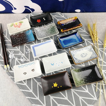 4 sets of ceramic soy sauce sauces for household with long-Square small dishes Japanese restaurant and mustard sauce seasoning dishes