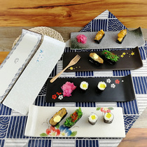 Day Style Restaurant Cutlery Unilateral Teething American Sushi Hand Roll Strip Flat Tray Creative Hand-painted Ceramic Grill Pan