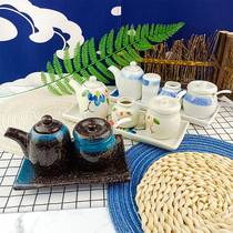 Japanese restaurant seasoning jar set combination ceramic household creative sauce pot seasoning jar sugar and salt jar mustard Cup