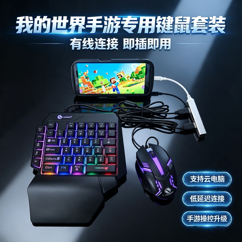 Minecraft Dedicated Peripheral Mobile Keyboard and Mouse Connector for Typing and Office Use, Mc Docking Station, Keyboard and Mouse Cloud Computer