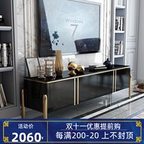 Light luxury black marble TV cabinet paint glossy modern simple living room TV cabinet coffee table combination high feet