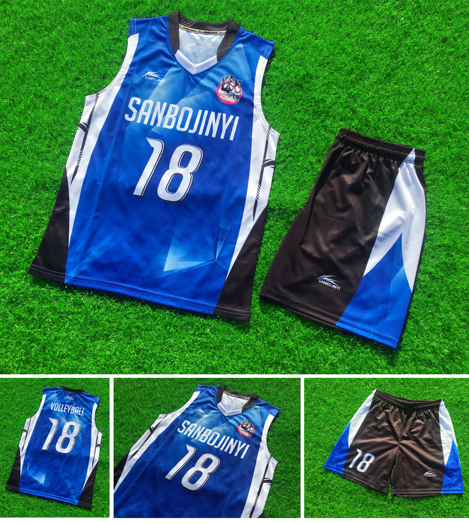 Sinh viên đại học SANBOJINYI gradient đội thi đấu thể thao quần áo áo đào tạo quần áo khí quần áo bóng chuyền DIY phù hợp lưới bóng chuyền giá rẻ