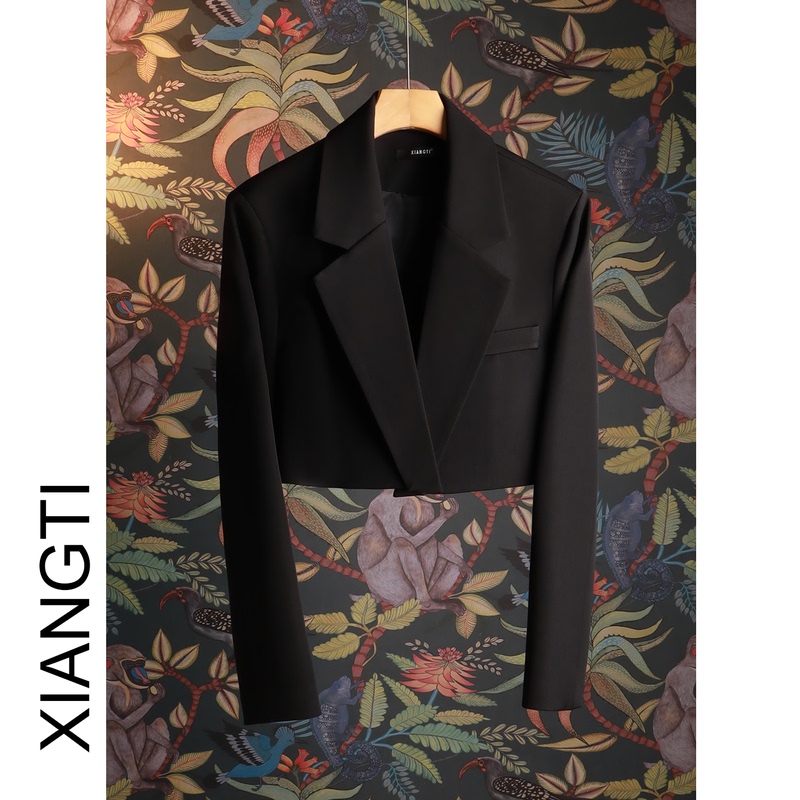Xt 2026 Women's Blazer New Spring and Autumn Short Black Versatile Workwear Stylish Slimming Korean Style Casual