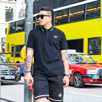 GxxH Tide Brand Size Mens Summer Polo Shirt Mens Loose Short Sleeve T-Shirt Lapel Half Sleeve Fat Paul Shirt