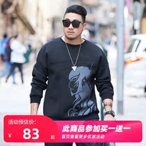 GxxH large size sweater Mens Round Neck Sleeve Top fat plus fat print tide loose space cotton long sleeve top