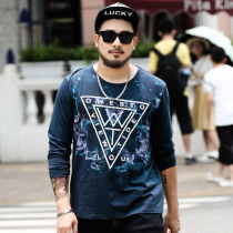 GxxH Tide Brand Size Fat Mens T-shirt Long Sleeve Printed Fat Plus Size Casual base shirt Body