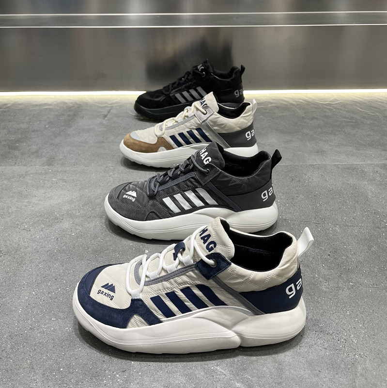 Shoes 2021 New Men's Wave Shoes Genuine Leather Sport Men Shoes Winter Gush Warm Bread Shoes Thick Bottom Casual Shoes 