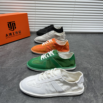 2022 new summer cloth shoes Mens breathable Korean version trendy 100 lap small white shoes Soft bottom sloth lace casual mens shoes