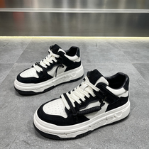 Mens shoes 2022 new winter gush leather plate shoes trendy thick bottom heightening of panda shoes 100 hitch for men casual shoes