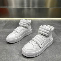 Cotton shoes Mens winter 2022 new gush small white shoes Trend 100 lap thick bottom heightening shoes Magic stickup High helping board shoes