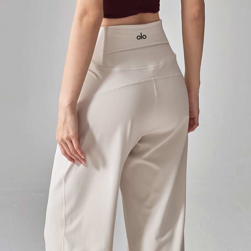 American Aloactive Loose Straight-Leg Sports Pants with Drape, Slimming, High-Waisted, Breathable for Running, Training, and Yoga in Autumn