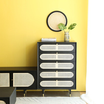 Home Nordic minimalist modern solid wood chest of drawers rattan porch cabinet locker net red light luxury ins storage cabinet