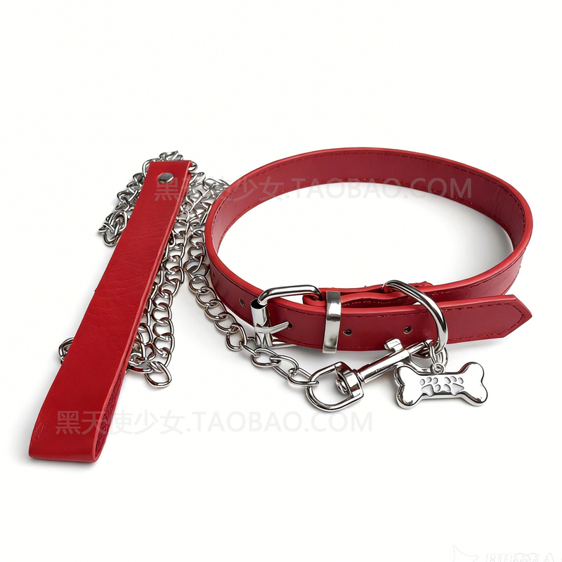 Sweet and Cool Cute Bone Choker Burgundy Collar Unisex Neck Strap Leash Couple Puppy Chain Neck Accessory Sweet and Cool Cute Bone Choker Burgundy Collar Unisex Neck Strap Leash Couple Puppy Chain Neck Accessory