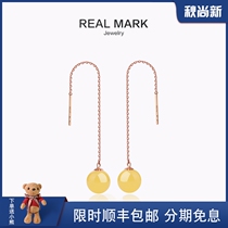 18K gold tassel female color gold beeswax pendant long earrings earrings Mothers Day gift jewelry