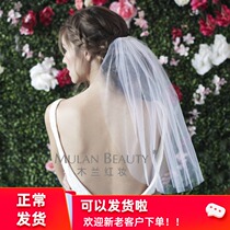 Simple hipster short single layer with hair comb Bride wedding veil tour photo shooting headwear