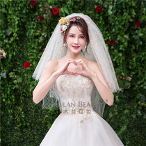 Ins Wind new starfish big grid Bride wedding veil gown gauze multi-layer photography props