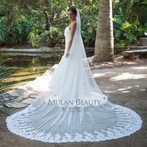 2020 new single-layer Korean car bone lace big lace 3 5m long tailed Bride wedding veil