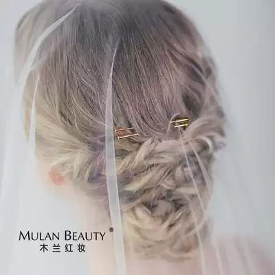 Simple bridal veil fixed gold silver small black clip