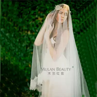 Special new eyelash lace lace soft head yarn 3 meters long tailed Bride wedding photo photo white yarn