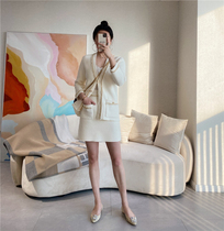 Flipped when the combination of pure and luxurious ~ French mj fragrant chain knit coat skirt 201230