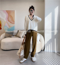 Flipped Chi Family Annual Heavy Knitted Wool Knitted Casual Pants Grandma Pants 201026