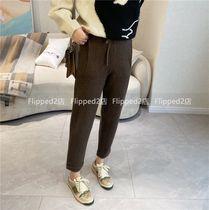Flipped rare suit pants design sense ~ outside single Good Goods ~ flanged knitted grandma pants 201209