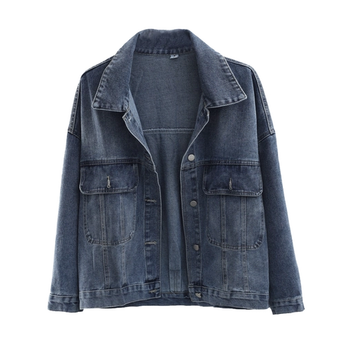 Весенняя синяя японская школьная юбка, джинсовая осенняя короткая куртка, тренд сезона, в корейском стиле