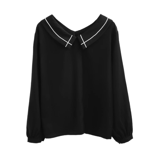 Весенняя кукла, черная шифоновая рубашка для отдыха для школьников, тренд сезона