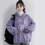 Демисезонная сиреневая утепленная толстовка для школьников с капюшоном