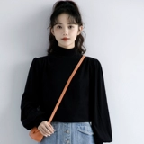 Демисезонный черный цветной базовый приятный телу зимний лонгслив, фонарь, футболка, новая коллекция, высокий воротник, увеличенная толщина