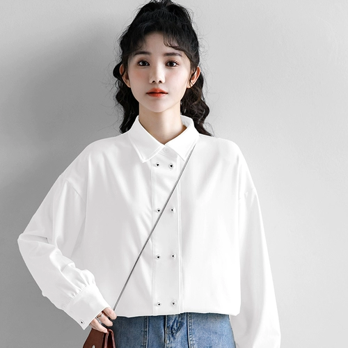 Весенняя дизайнерская белая рубашка для школьников, тренд сезона