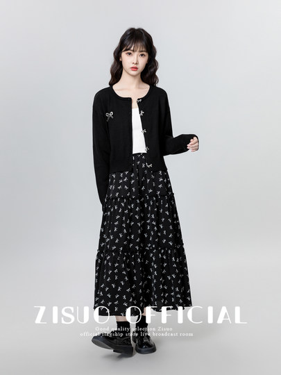 Black Knitted Cardigan Jacket for Women, Spring and Autumn 2025 New Style, Niche Design, Slimming Sweater, Short Outerwear Top